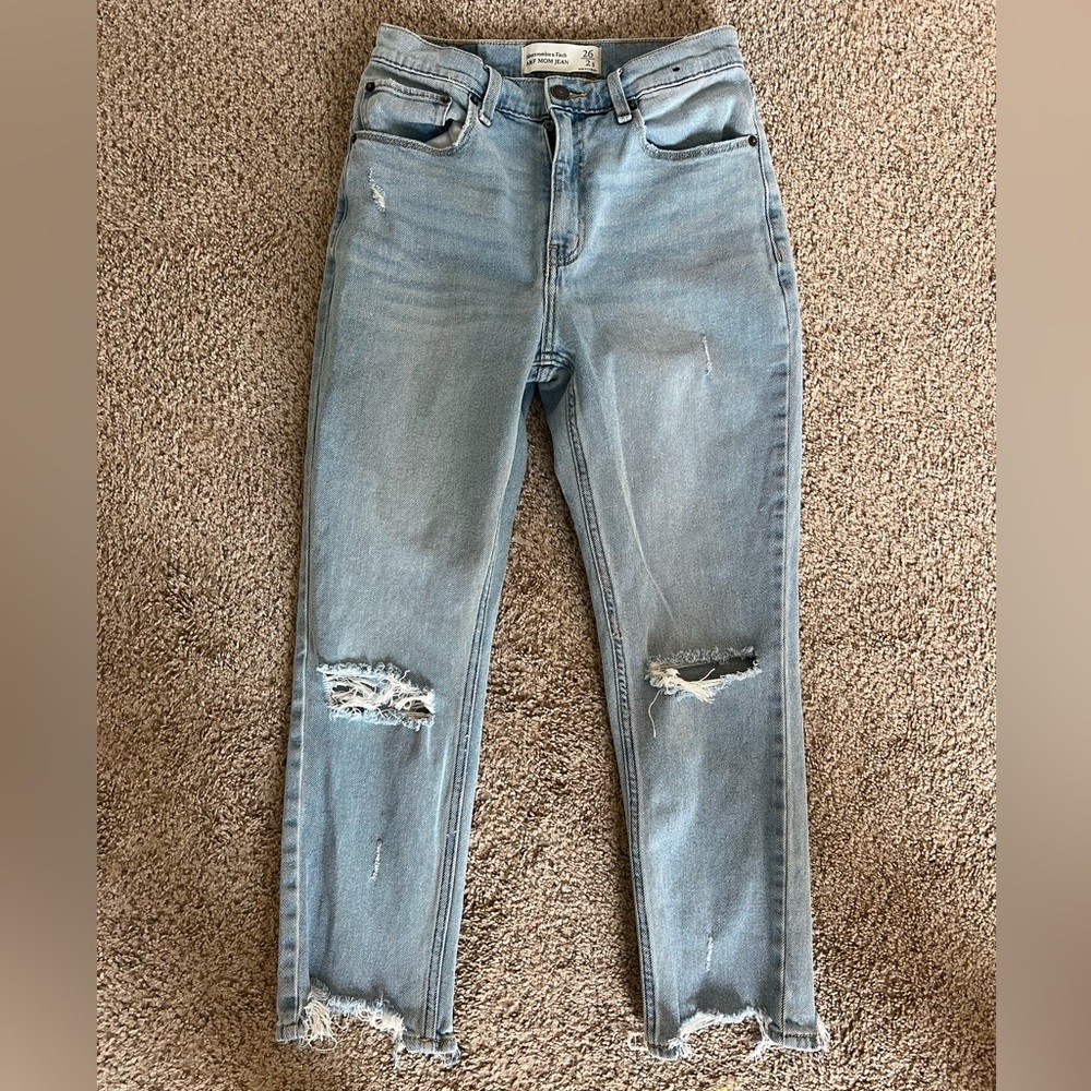 Abercrombie Distressed Light Blue Mom Jeans